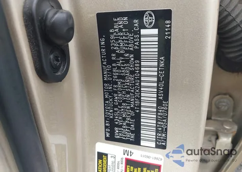 2010 Toyota Camry Le из США, поврежденный, VIN 4T1BF3EK2AU104689